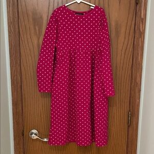 Lands' End UEC Girls Sz 12 Red/Pink Cream Patterned Long Sleeve Casual Dress